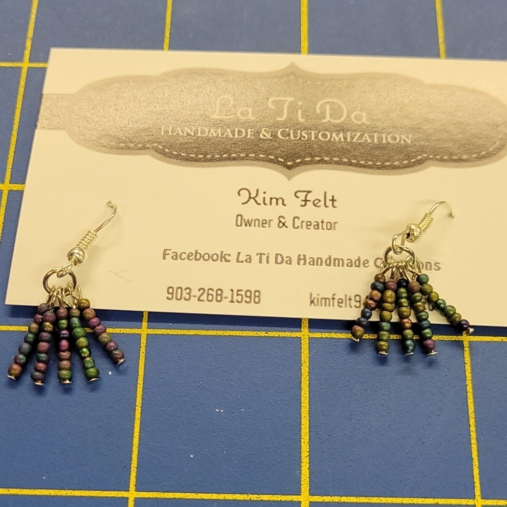 Handmade Earrings 1" Beaded Tassell